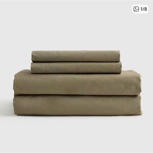 QUINCE Organic Percale Sheet Set (fitted and two pillowcases only) Queen Aloe